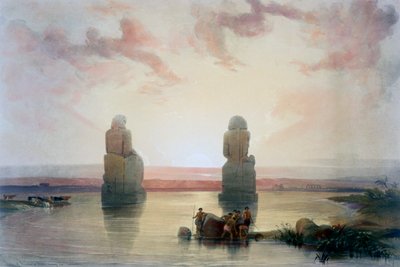 The Colossi of Memnon, at Thebes, During the Inundation by David Roberts