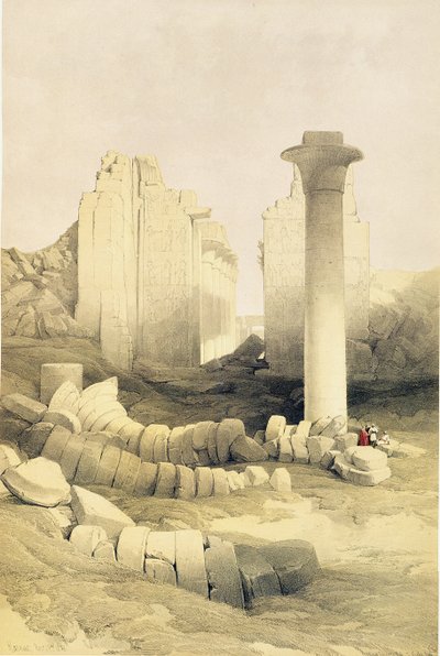 The Dromos or Central Hall of the Great Temple of Amun, Karnak, from Egypt and Nubia, Vol.2 by David Roberts