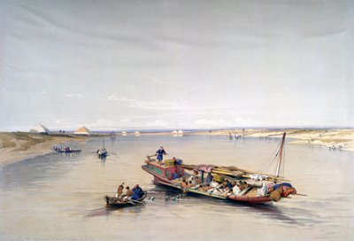 The Nile Looking Towards the Pyramids of Dahshur and Saqqarah by David Roberts