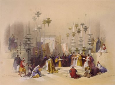 The Stone of Unction at the Holy Sepulchre, Jerusalem by David Roberts