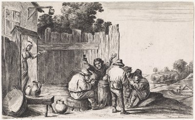 Five Peasants Around a Barrel by David Teniers (II)