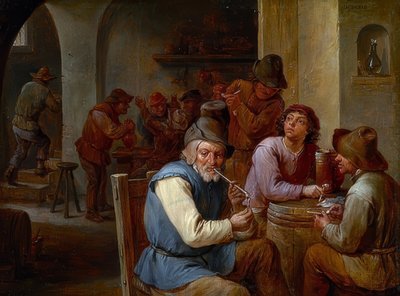 In the Village Tavern. Around 1660 by David Teniers the Elder