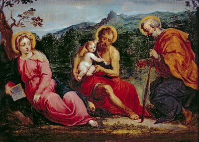 Holy Family and St. John the Baptist, after an original by Paris Bordone by David Teniers the Younger