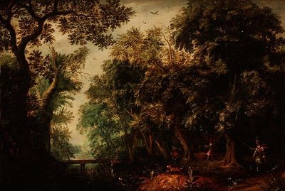 A Stag Hunt in a Forest by David Vinckboons