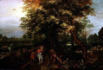 Wooded Landscape with Peasants by David Vinckboons