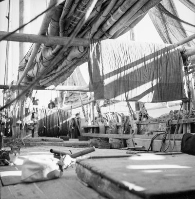 In the Waist on Board a Yeungkong Fisher Type Junk at Aberdeen, Hong Kong by David Watkin Waters