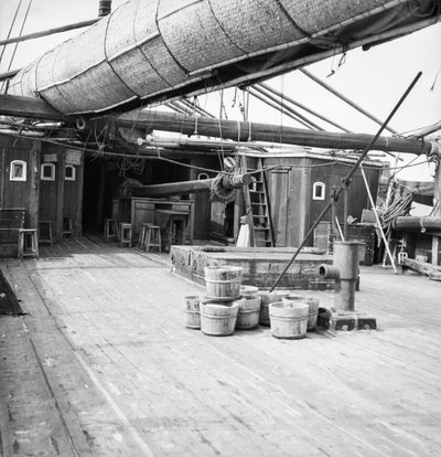 On Board a Macao Salt Junk Anchored at Sham Shui Po, Hong Kong by David Watkin Waters