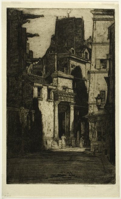 Saint Gervais, Rue des Barres, plate four from the Paris Set by David Young Cameron