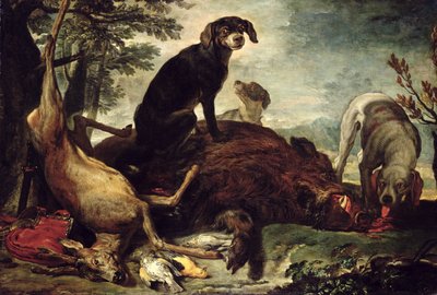 Dogs with Slain Wild Boar and Deer by David de Coninck