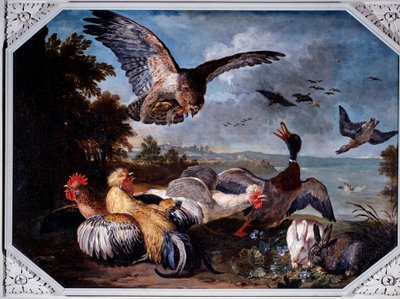 Birds frightened by an eagle by David de Koninck