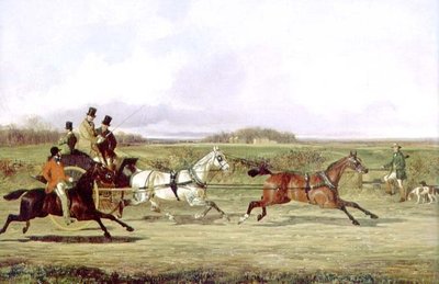 A Huntsman Passing a Tandem with a Sportsman by a Stile by David of York Dalby