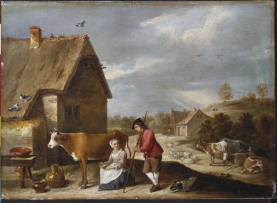 A Milkmaid and a Shepherd Outside a Cottage, late 1640s by David Teniers the Younger