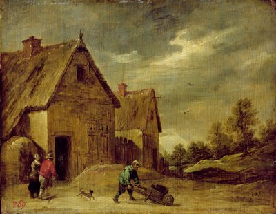 Farmer with Wheelbarrow by David Teniers the Younger