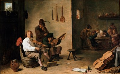 Musicians in a Tavern - Painting by David Teniers the Younger (1610-1690) 17th century by David Teniers the Younger