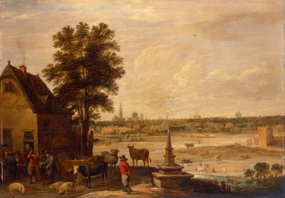 Peasants Striking a Bargain over the Sale of a Pig on the Border of the City of Antwerp by David Teniers the Younger