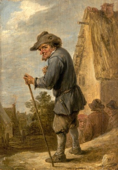 Village Scene with Four Peasants by David Teniers the Younger