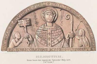 Tympanum of Egmond: Arch Drum with Peter, Count Dirk VI of Holland and His Mother Countess Petronella, ca. 1120 by David van der Kellen