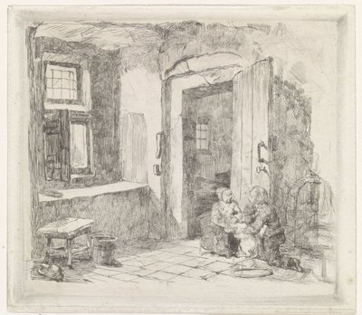Interior with Open Door by David van der Kellen