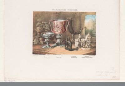 Carolingian Cups, Drinking Horn, and Figurines by David van der Kellen