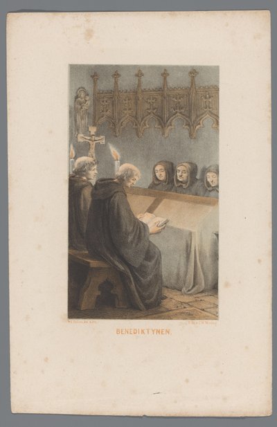 Five Benedictine Monks Reading and Praying by David van der Kellen
