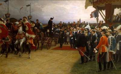President Emile Loubet Welcoming Tsar Nicolas II and Tsarina Alexandra to the Manoeuvres at Betheny by Dawant