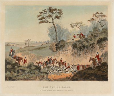 [Fox-hunting] set of four: (4) Fox run to Earth / View of Popes Pit, Near Walton Heath by Dean Wolstenholme
