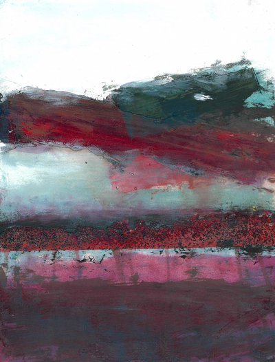 Crimson Horizon Abstract by Deb Chaney