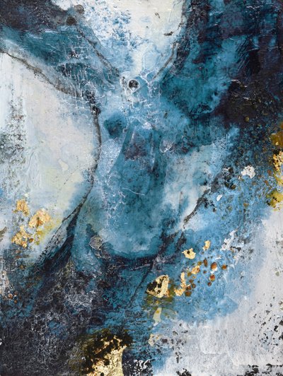 Deep Blue Gold Abstract by Deb Chaney