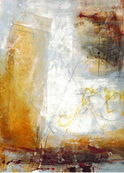 Golden Abstract Layers by Deb Chaney