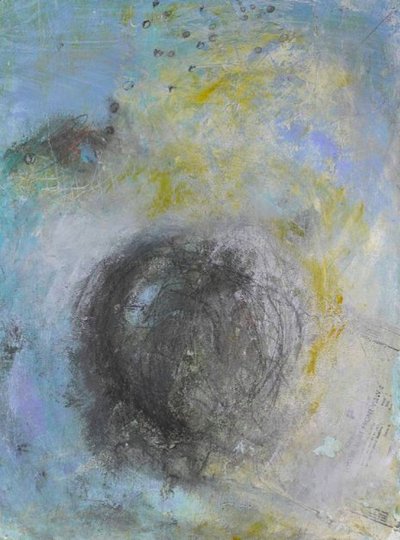 Muted Blue Grey Abstract by Deb Chaney