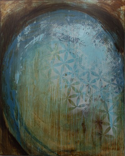 Textured Teal Pattern Sphere by Deb Chaney