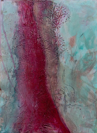 Vibrant Red Teal Pattern by Deb Chaney