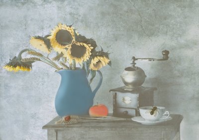 Rustic Sunflower Still Life by Delphine Devos