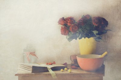 Vintage Rose Still Life by Delphine Devos