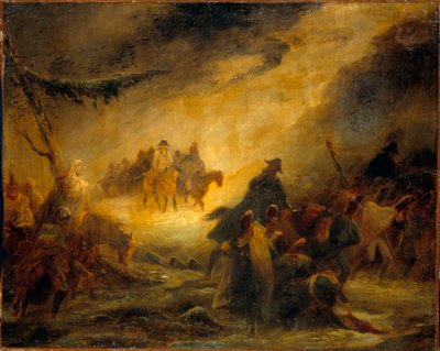 Russian retreat episode. Napoleonic War (1812) by Denis Auguste Marie Raffet