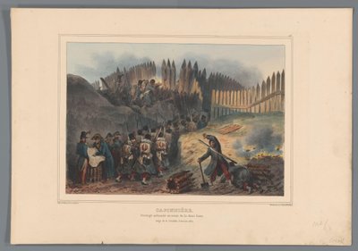 Group of Soldiers Passing Through an Opening in the Palisade, 1832 (Dessins faits d