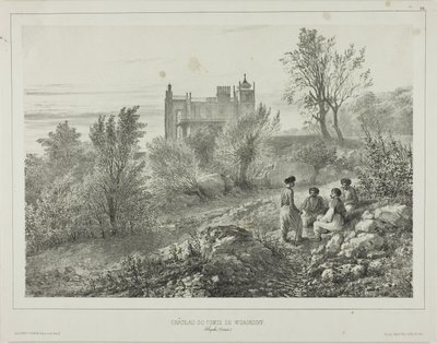 The Château of Count Woronzoff, Aloupka, Crimea, August 12, 1837 by Denis Auguste Marie Raffet