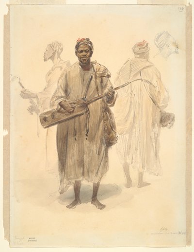 A Moorish Street Musician in Tangier by Denis Auguste Marie Raffet