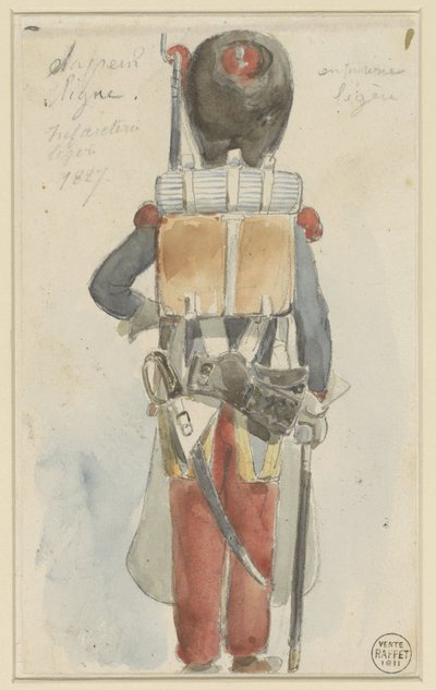 Uniform Study (Sapeur Ligne. Light Infantry 1827) by Denis Auguste Marie Raffet