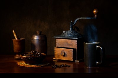 Rustic Coffee Still Life by Dennis Zhang