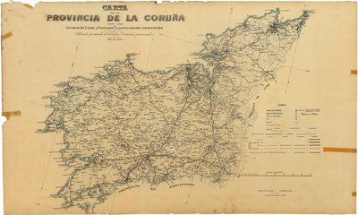 Map of the Province of Coruña with State and Provincial Roads and Subsidized Local Roads. Published by Agreement of the Provincial Commission by Deputación da Coruña