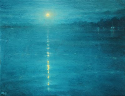 Moonrise On The Canal by Derek Hare