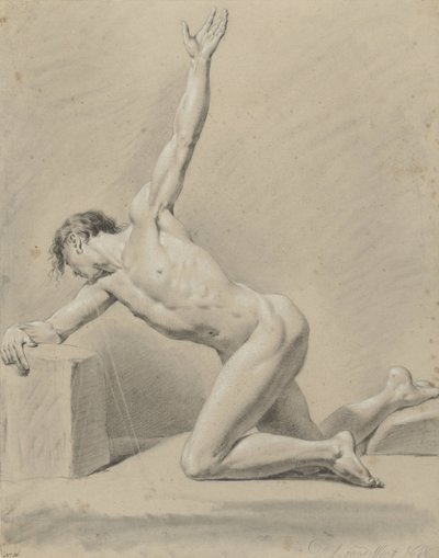 Male Nude, Kneeling on Left Knee, Facing Left by Derk Anthony van de Wart