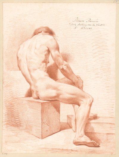 Seated Male Nude, Seen from the Back (1st prize 1790) by Derk Anthony van de Wart