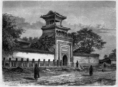 Mosque in Beijing in the 1870s. Engraving after a drawing by Deroy, in 