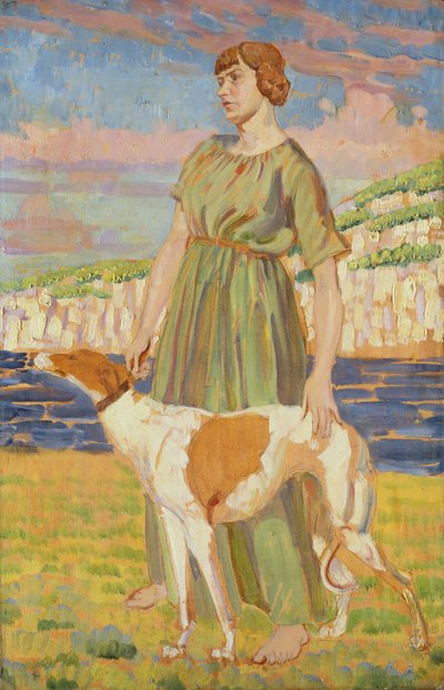 Portrait of Elizabeth Lipczinski with Her Dog Fanny, c.1911-12 by Derwent Lees