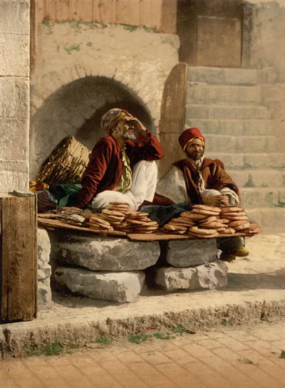 Bread Seller of Jerusalem, Holy Land, c.1890-c.1900 by Detroit Photographic Co.