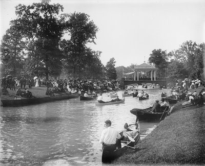 Band Concert on Grand Canal, Belle Isle Park, 1903-20 by Detroit Publishing Co.