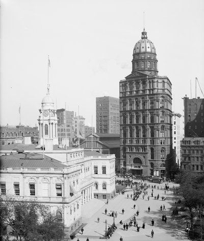City Hall and World Building, New York City, USA, c.1905 by Detroit Publishing Co.
