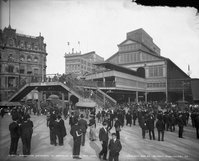 Manhattan entrance to Brooklyn Bridge, New York, c.1905 by Detroit Publishing Co.